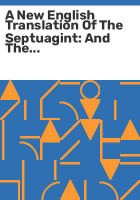 A new English translation of the Septuagint